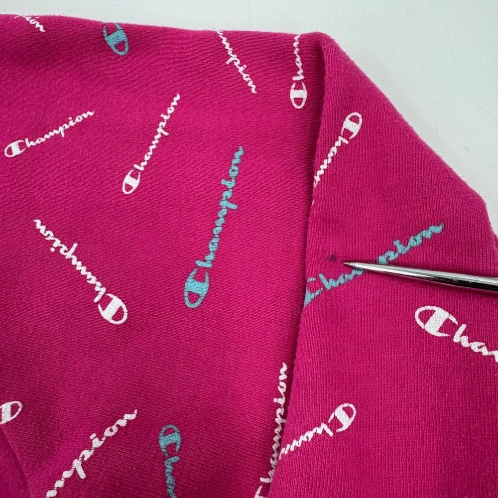Champion All Over Logo Hoodie Pink Authentic Athleticwear‎ Girls XL